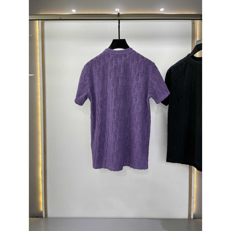 D*or oblique relaxed-fit cotton jacquard t-shirt purple