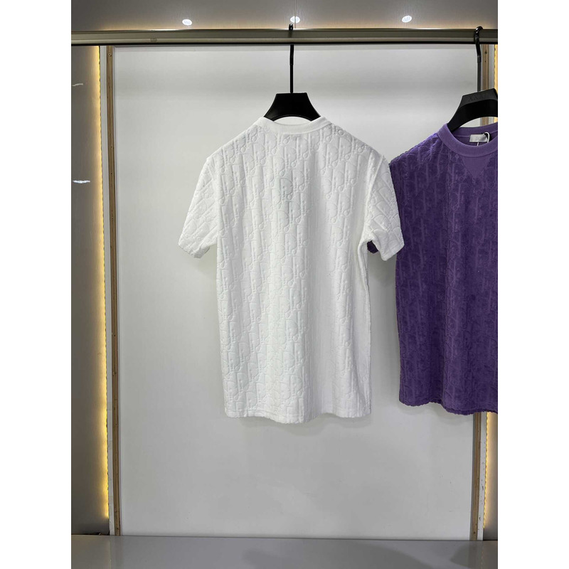 D*or oblique relaxed-fit cotton jacquard t-shirt white