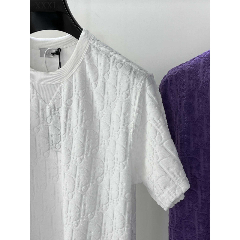 D*or oblique relaxed-fit cotton jacquard t-shirt white