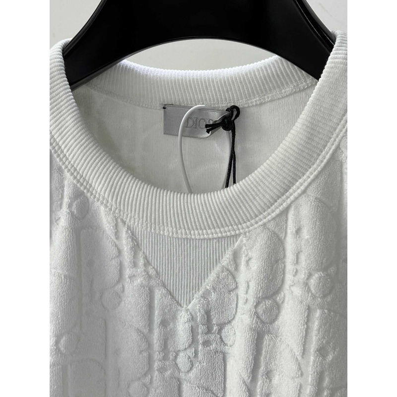 D*or oblique relaxed-fit cotton jacquard t-shirt white