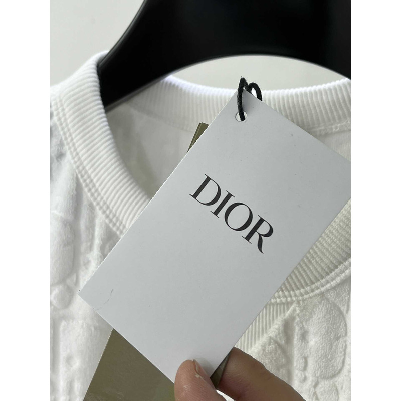 D*or oblique relaxed-fit cotton jacquard t-shirt white