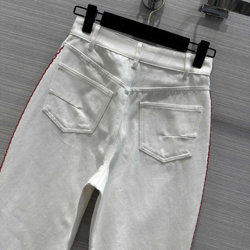 D*or cotton embroidered pants white