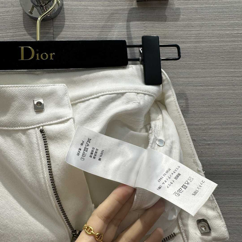 D*or cotton embroidered pants white