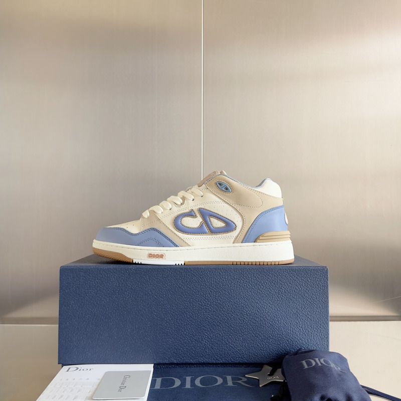 D*or b57 mid-top sneaker smooth calfskin and suede blue and cream