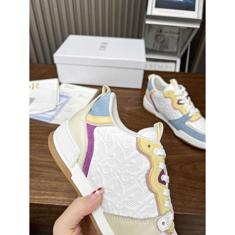 D*or one sneakers white D*or oblique perforated calfskin and multicolor suede calfskin