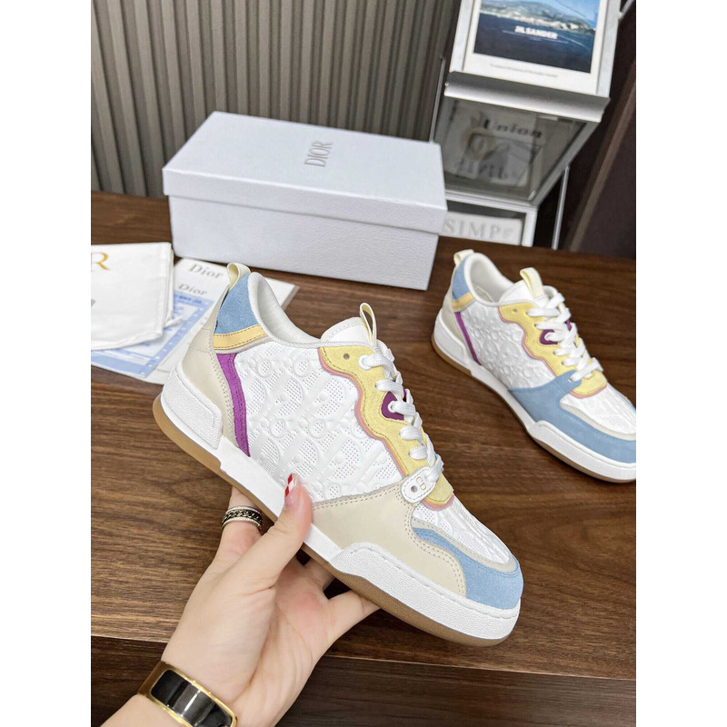 D*or one sneakers white D*or oblique perforated calfskin and multicolor suede calfskin