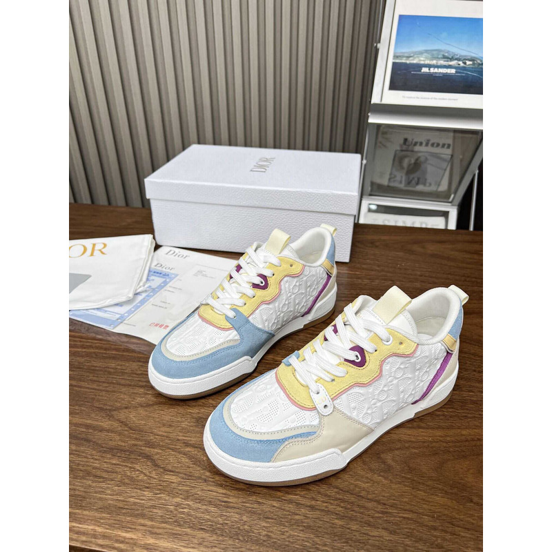 D*or one sneakers white D*or oblique perforated calfskin and multicolor suede calfskin