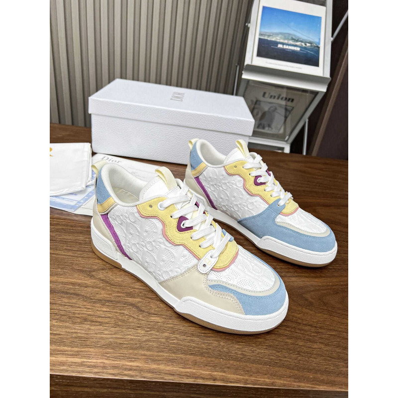 D*or one sneakers white D*or oblique perforated calfskin and multicolor suede calfskin