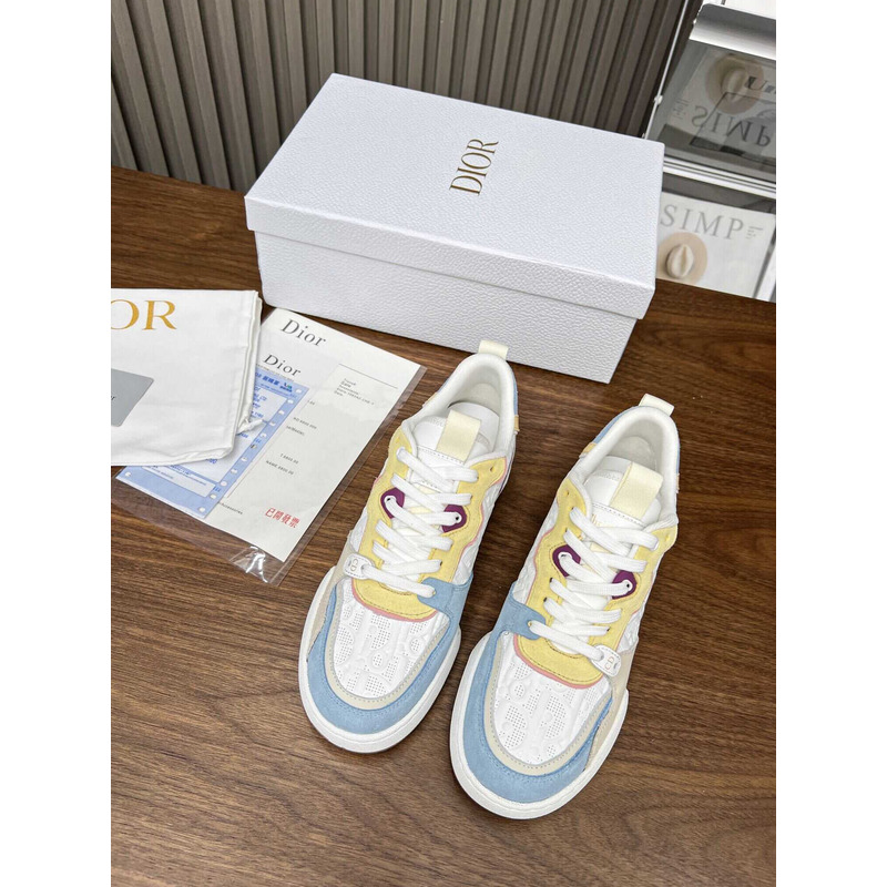 D*or one sneakers white D*or oblique perforated calfskin and multicolor suede calfskin