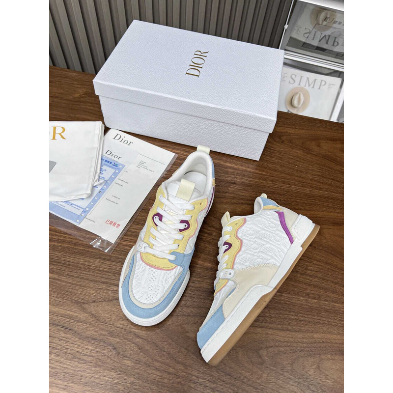 D*or one sneakers white D*or oblique perforated calfskin and multicolor suede calfskin