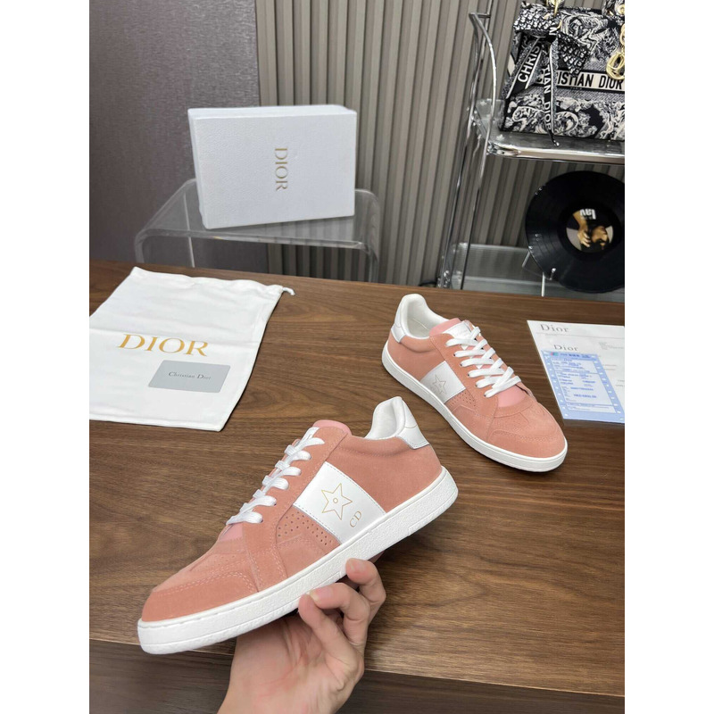 D*or star sneaker suede calfskin and calfskin pastel pink