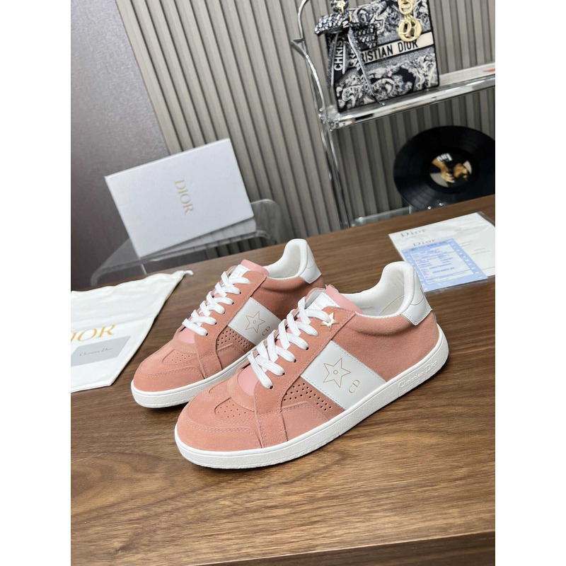 D*or star sneaker suede calfskin and calfskin pastel pink