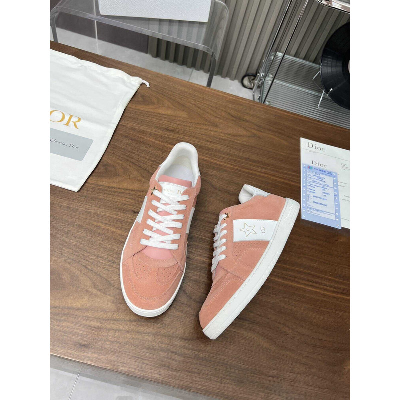 D*or star sneaker suede calfskin and calfskin pastel pink