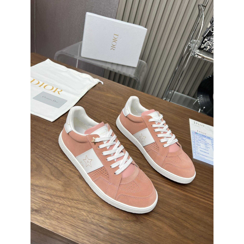 D*or star sneaker suede calfskin and calfskin pastel pink