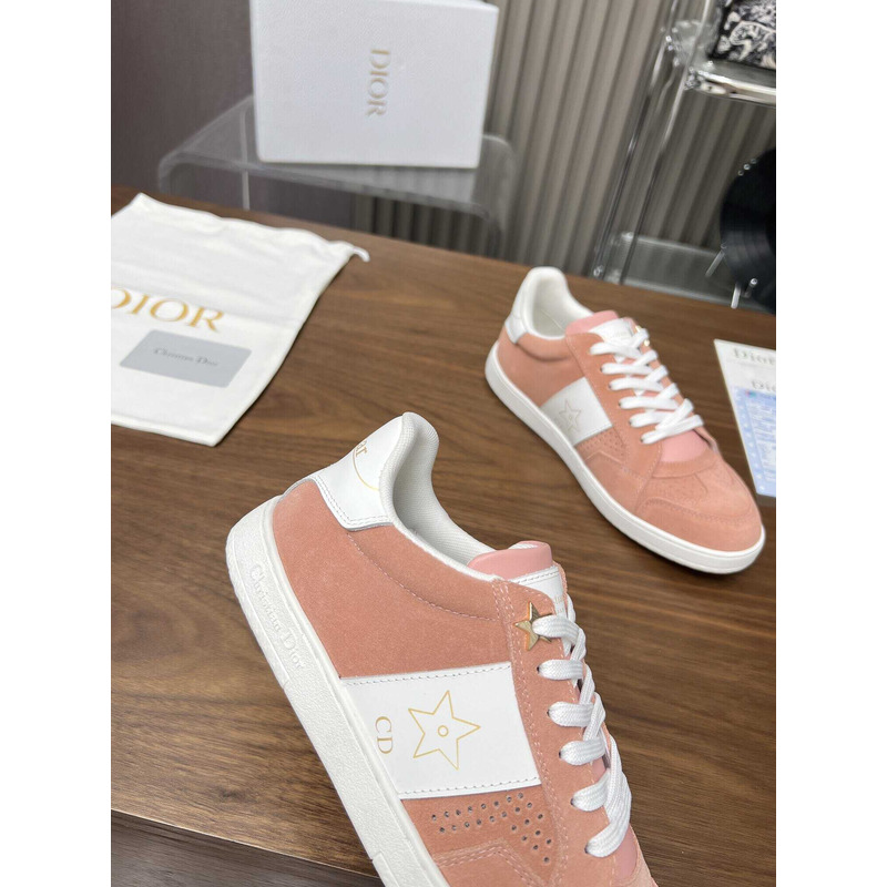 D*or star sneaker suede calfskin and calfskin pastel pink