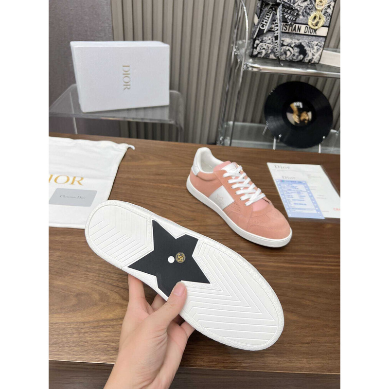 D*or star sneaker suede calfskin and calfskin pastel pink