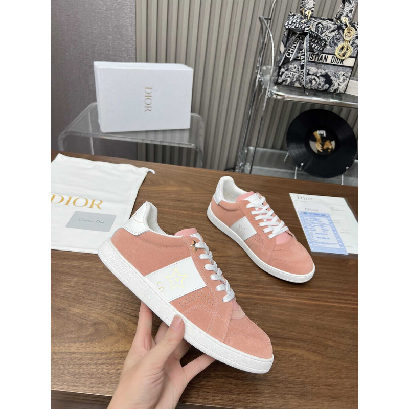 D*or star sneaker suede calfskin and calfskin pastel pink