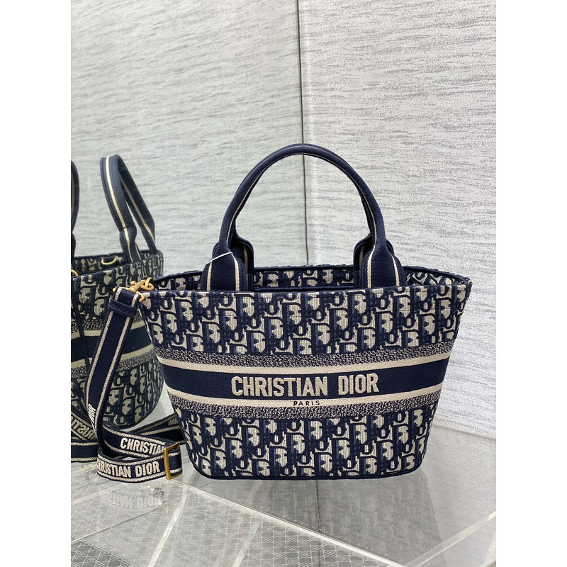 D*or oblique hat basket bag dark blue