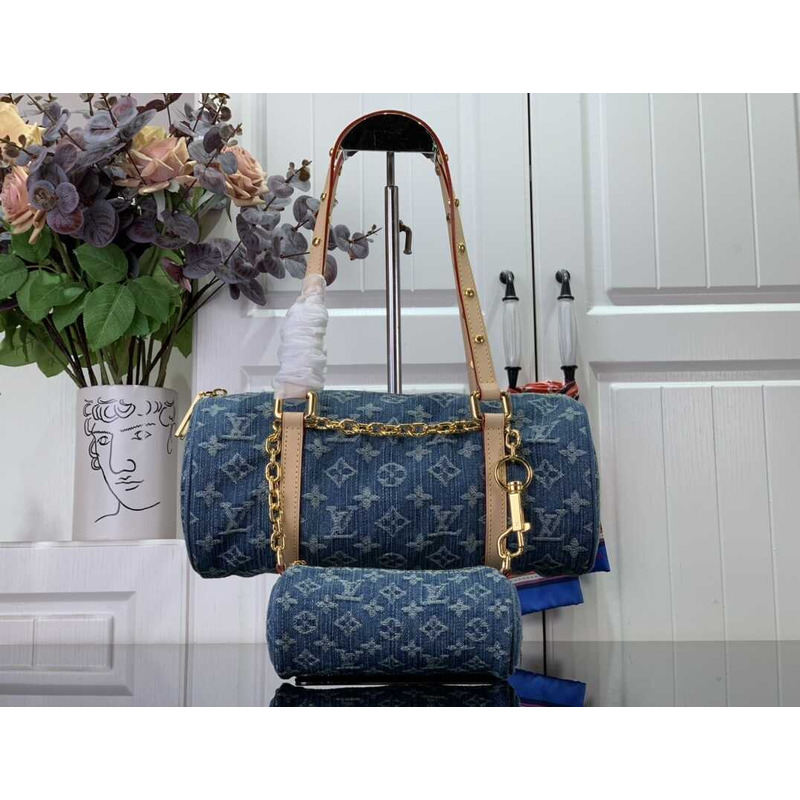 l**is V*t*n papillon handbag monogram denim blue