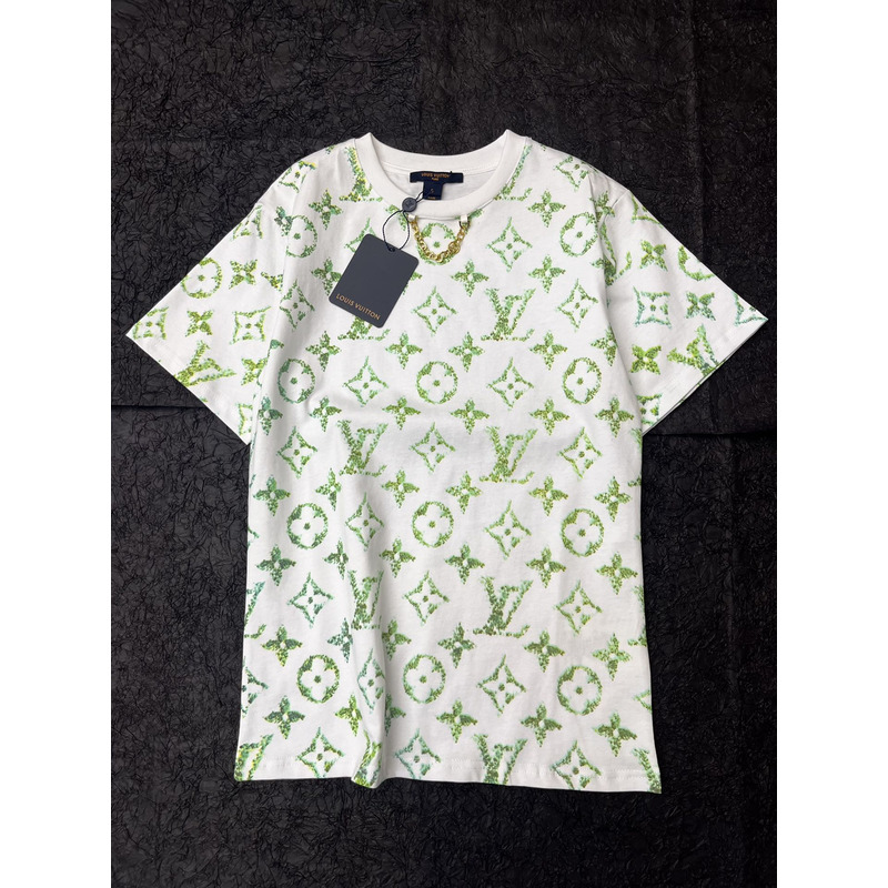 l**is V*t*n floral green monogram t-shirt white