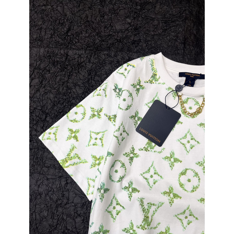 l**is V*t*n floral green monogram t-shirt white