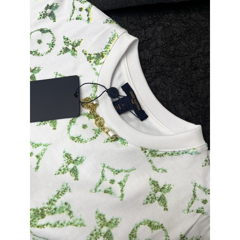 l**is V*t*n floral green monogram t-shirt white