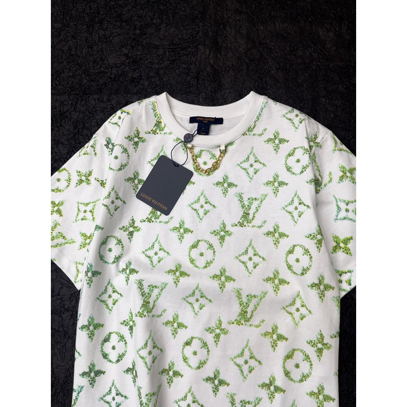 l**is V*t*n floral green monogram t-shirt white