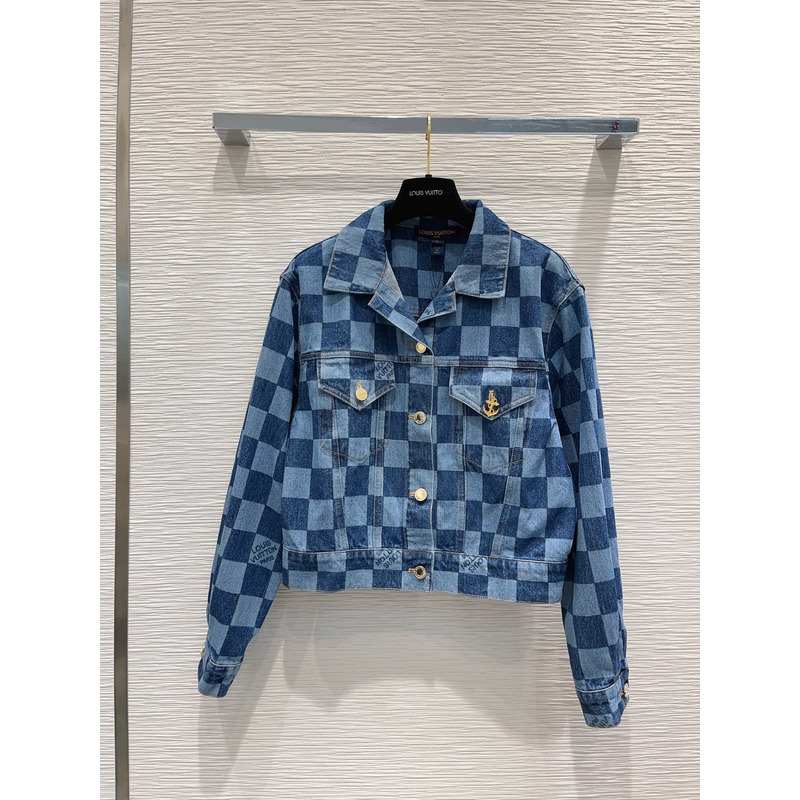 l**is V*t*n damier denim jacket blue