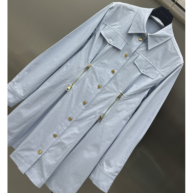 l**is V*t*n zip waist shirt dress blue