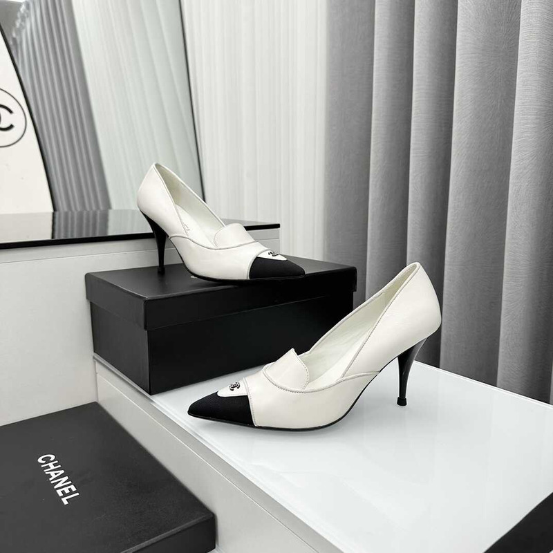 Ch*el pointed toe heels white