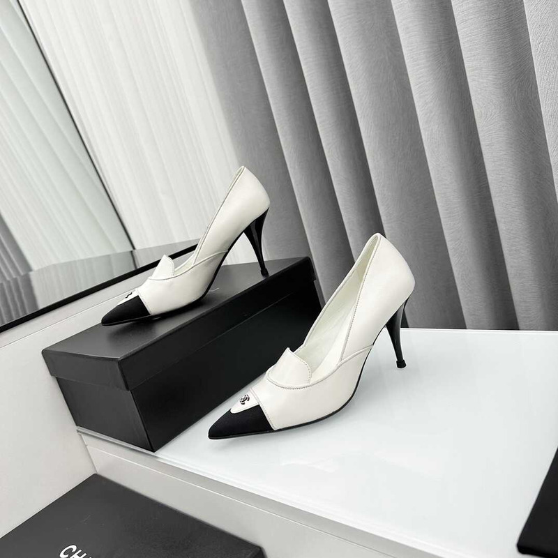 Ch*el pointed toe heels white