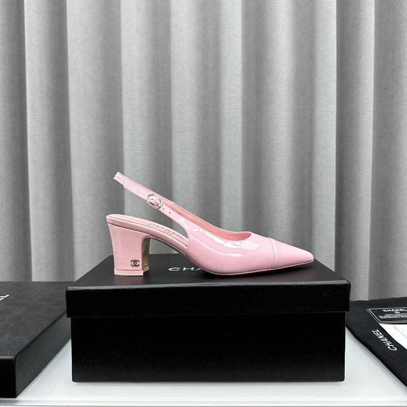 Ch*el slingbacks patent calfskin pink