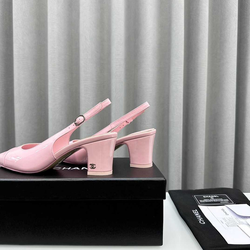 Ch*el slingbacks patent calfskin pink