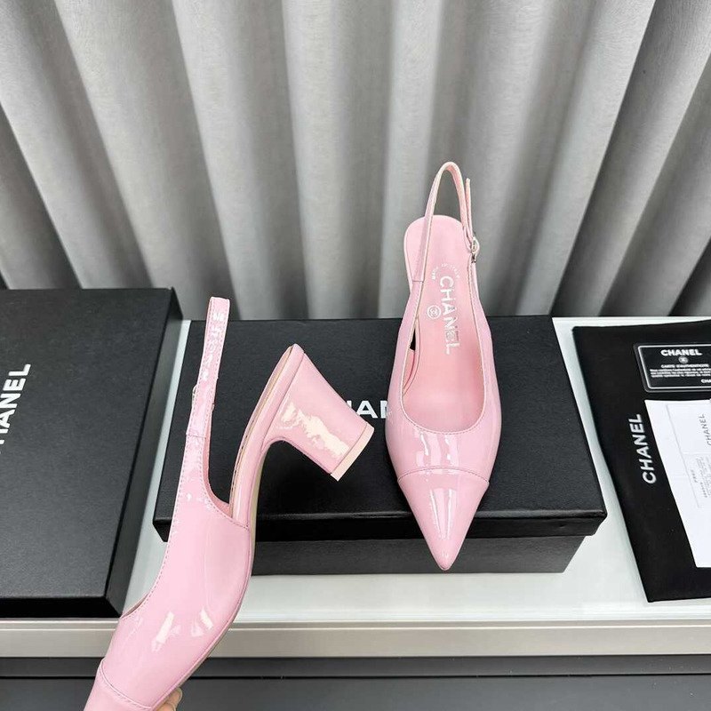 Ch*el slingbacks patent calfskin pink