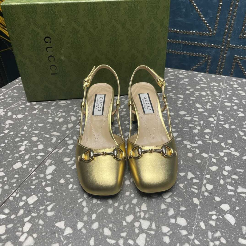 G*u*i women\''s horsebit slingback golden