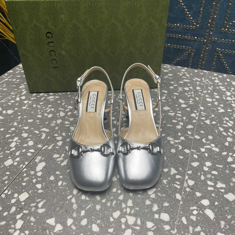 G*u*i women\''s horsebit slingback silver