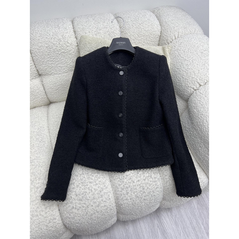 D*or cropped jacket double-sided virgin wool bouclé black