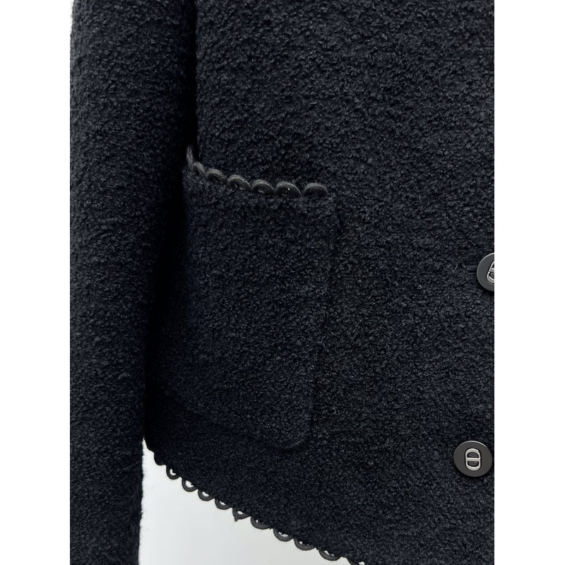 D*or cropped jacket double-sided virgin wool bouclé black