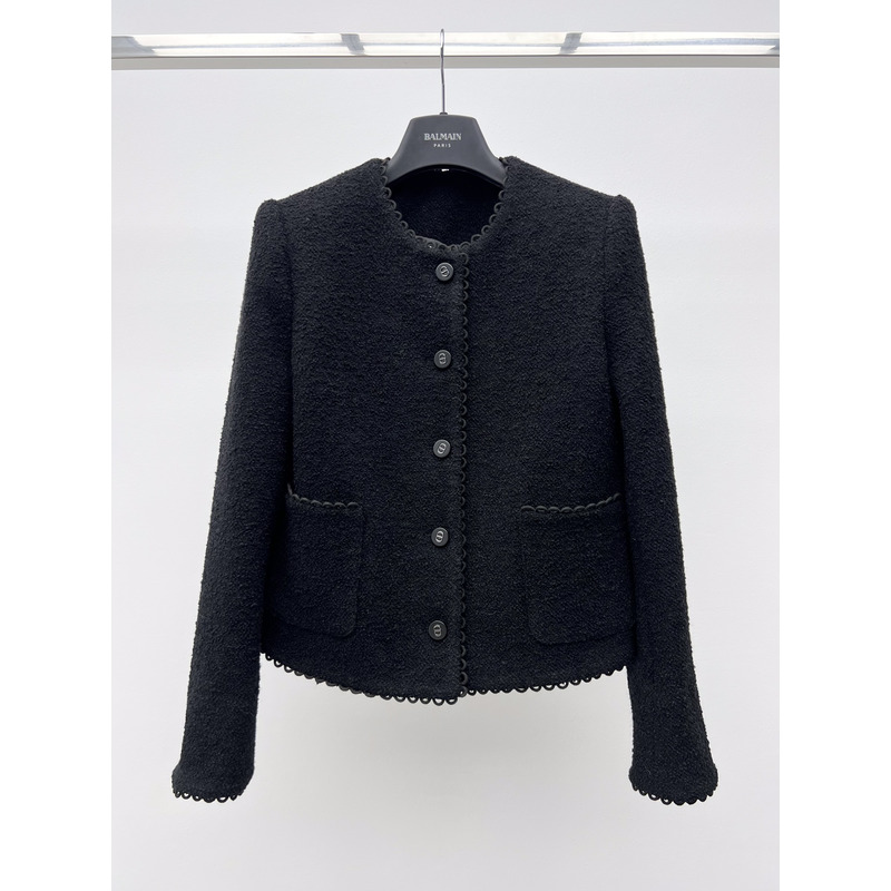 D*or cropped jacket double-sided virgin wool bouclé black