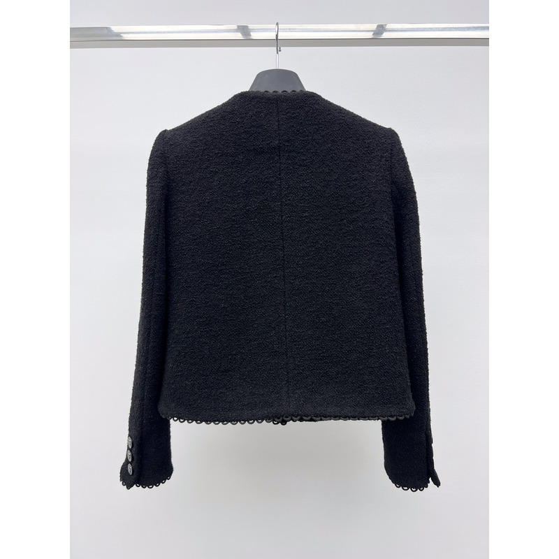 D*or cropped jacket double-sided virgin wool bouclé black