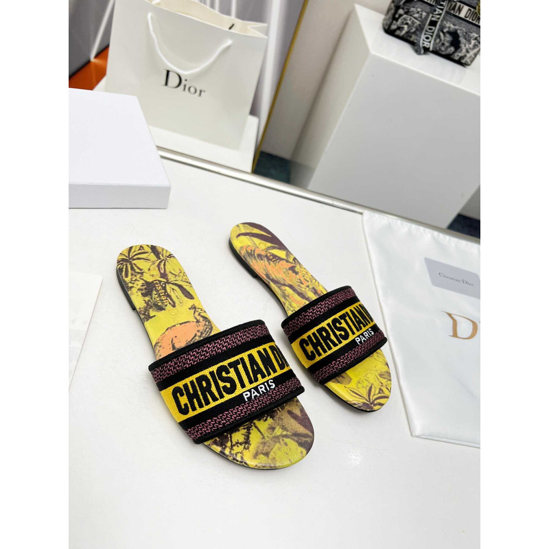 D*or dway slide multicolor embroidered cotton yellow