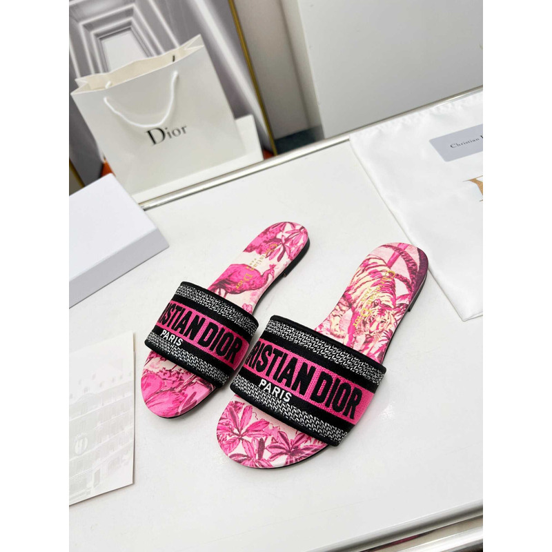 D*or dway slide multicolor embroidered cotton hot pink