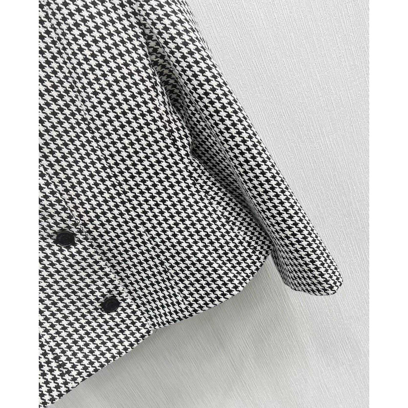 D*or fitted jacket with officer collar black and white houndstooth wool