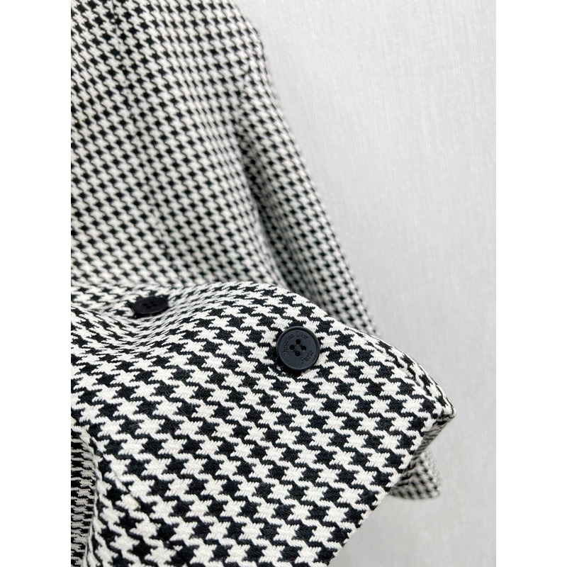 D*or fitted jacket with officer collar black and white houndstooth wool