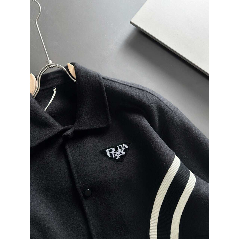 Pra*a button-up bomber jacket black and white