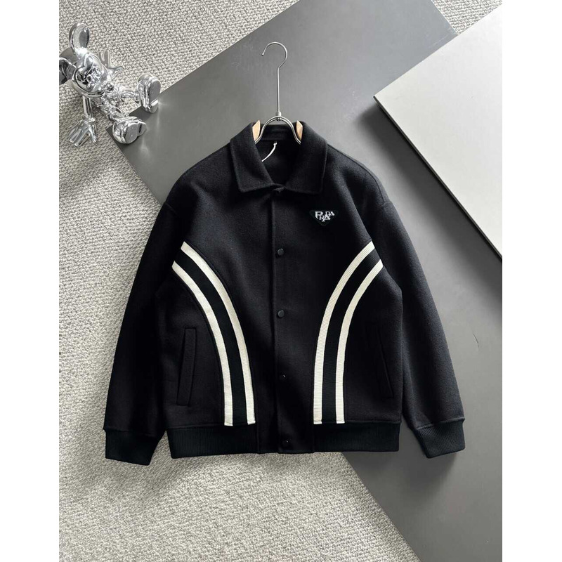 Pra*a button-up bomber jacket black and white