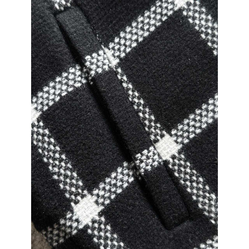 B**rry checked wool blend coat shirt black and white