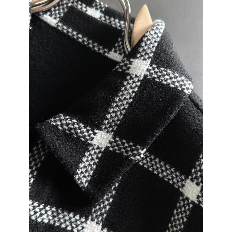 B**rry checked wool blend coat shirt black and white