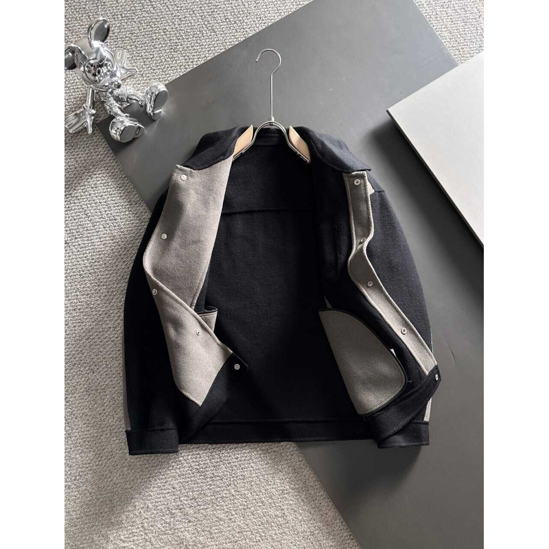 B**rry patchwork wool coat shirt grey and black