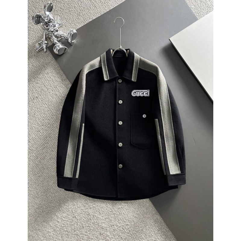 G*u*i shirt coat with G*u*i logo black